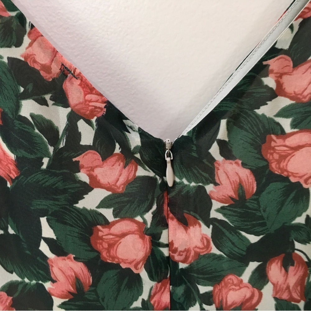 DRESS FORUM Midi Dress Wrap Floral Ruffle Cottagecore Womens Small Green Orange - Picture 4 of 7
